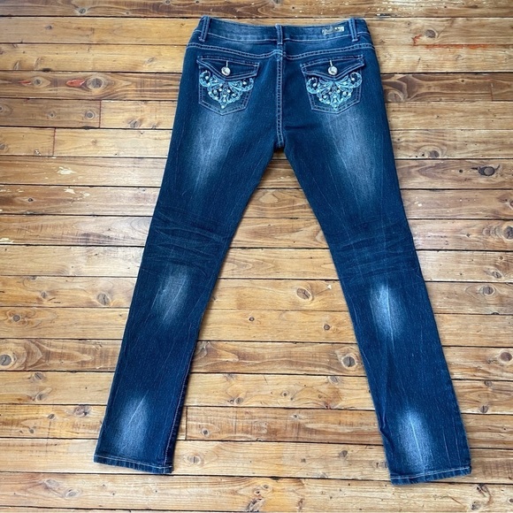 TOUCH Me jeans crystal embellishments flap pockets low rise ripped size 11-12 - Picture 14 of 14